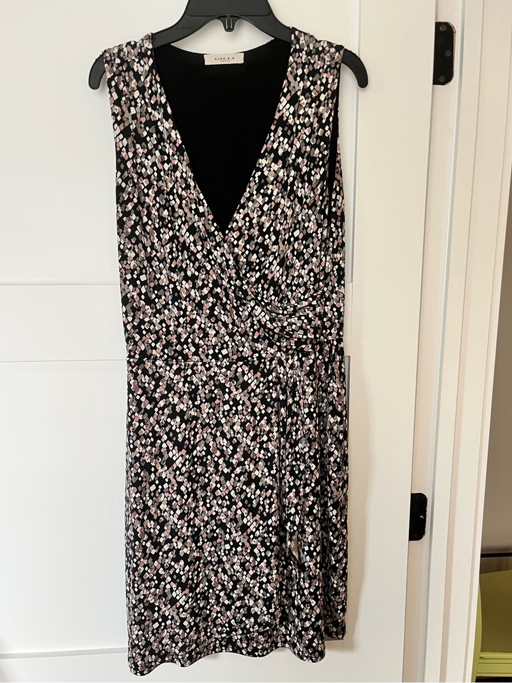 Gilli Black Sleeveless Midi Dress with Pink & White Floral Print
